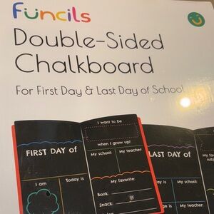 Funcils Double sided chalkboard First Day & Last of school Sign NIB